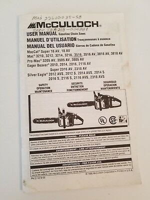 Mac 3200 chainsaw parts manual